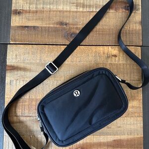 lululemon Crossbody Camera Bag in Black with Silver Hardware